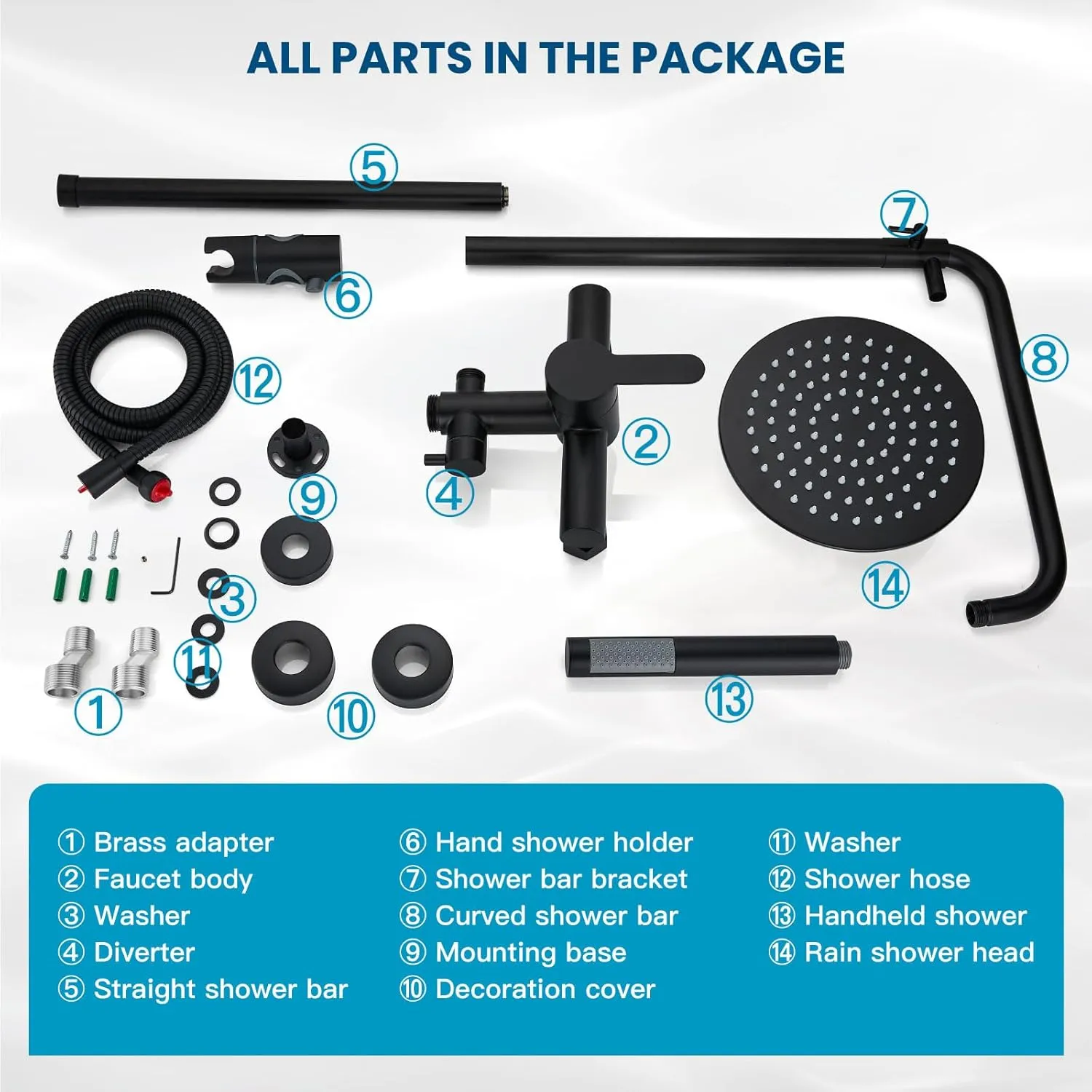 gotonovo Matte Black Outdoor Shower Fixture Rainfall Single Handle Shower System Set High Pressure Wall Mount 2 Dual Function 8 Inch Shower Head and Handheld Spray SUS304 Shower Faucet Combo