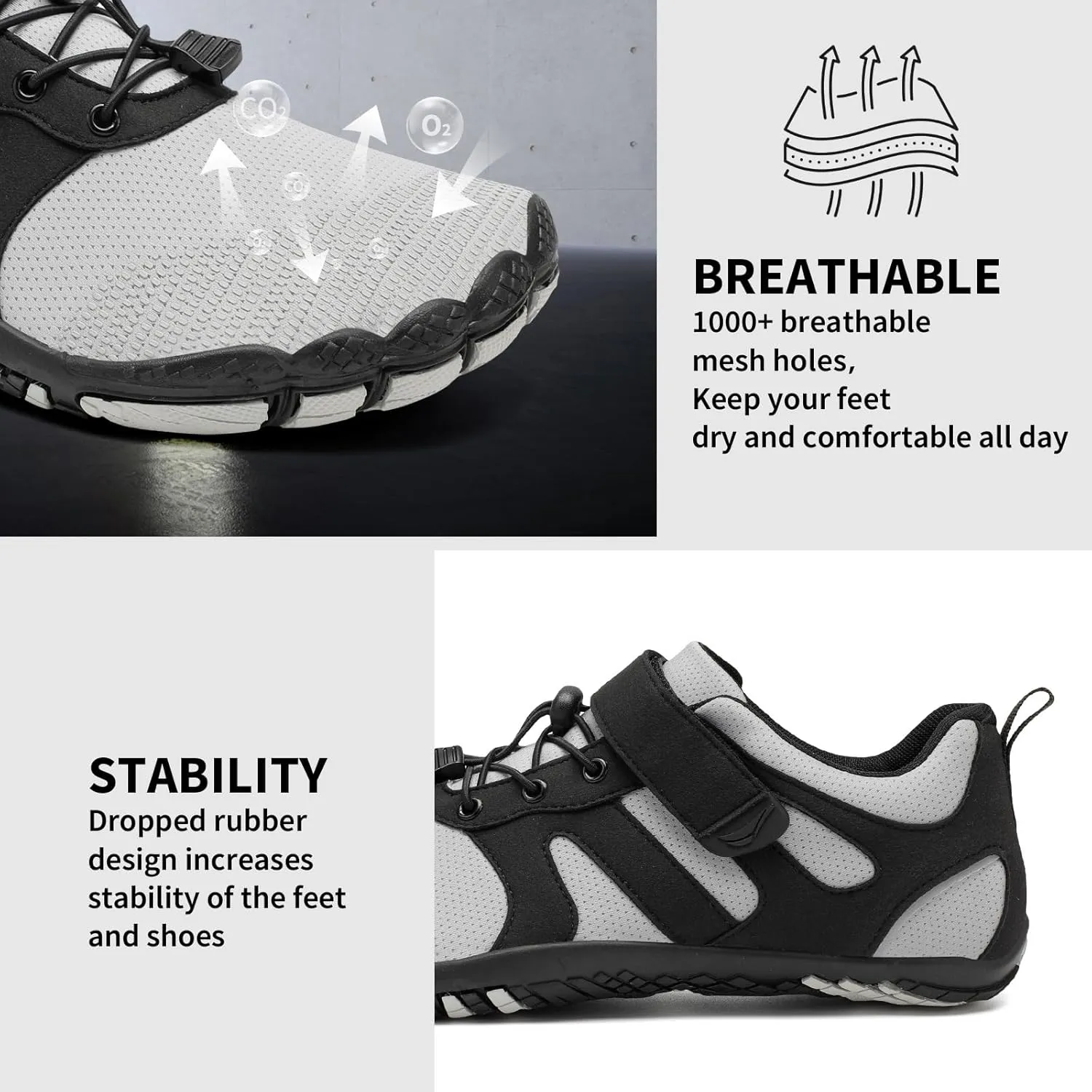 Grand Attack Barefoot Shoes Men Wide Toe Box Zero Drop Men's Trail Running Cross-Trainer Wrestling Boxing Weightlifting Walking Shoes