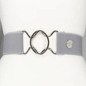 Gray Solid Elastic-adjustable belt-one size fits all