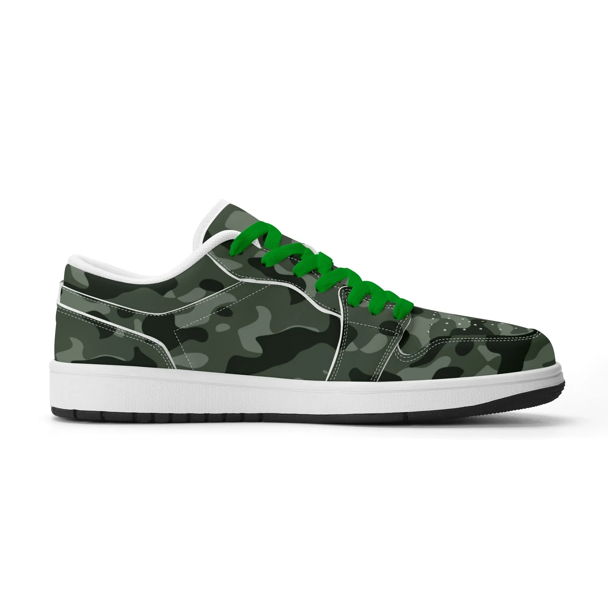 Green Camouflage Low Top Leder Sneaker für Herren