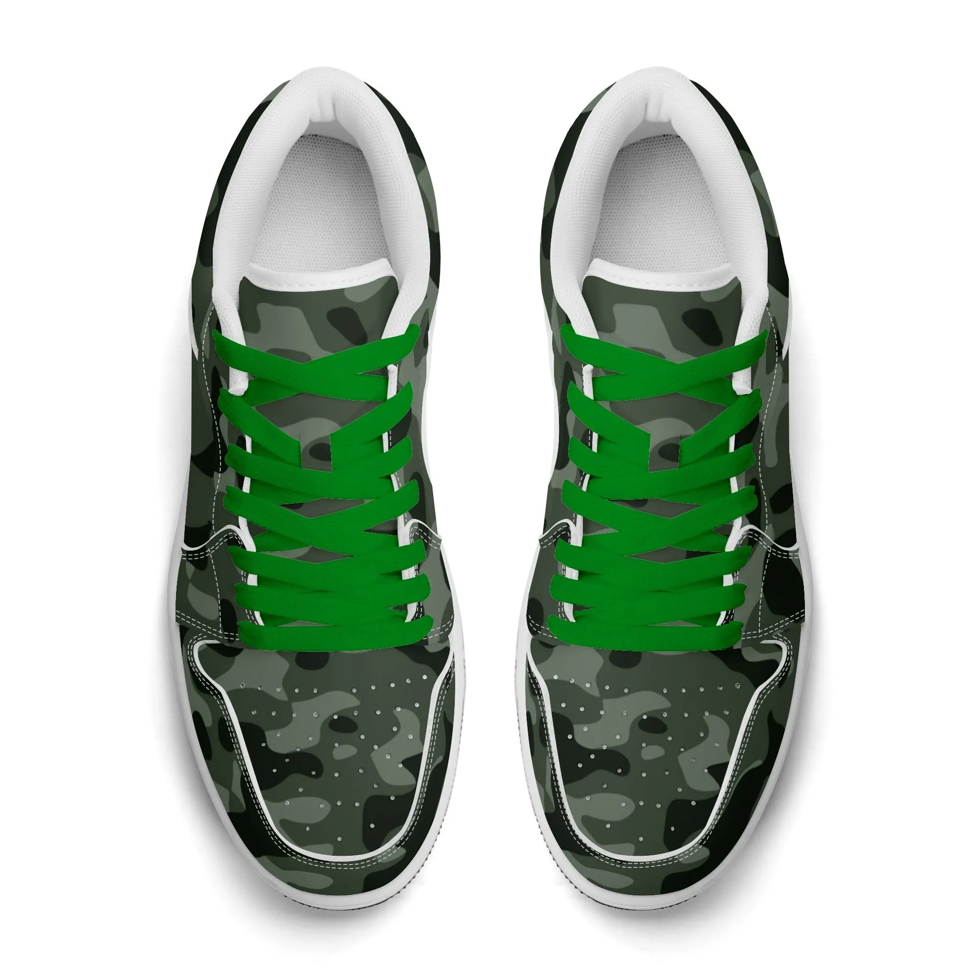 Green Camouflage Low Top Leder Sneaker für Herren
