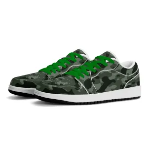 Green Camouflage Low Top Leder Sneaker für Herren
