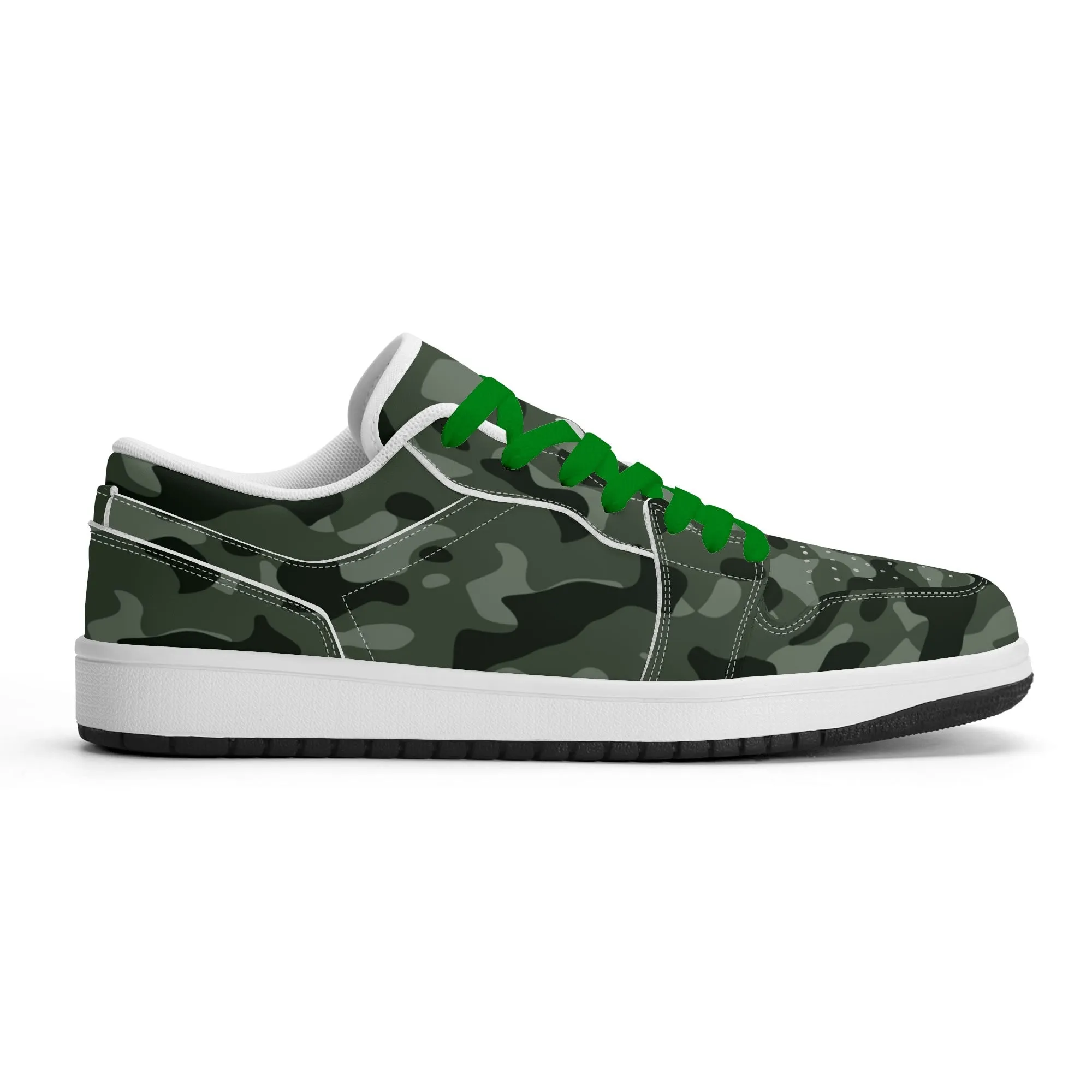 Green Camouflage Low Top Leder Sneaker für Herren