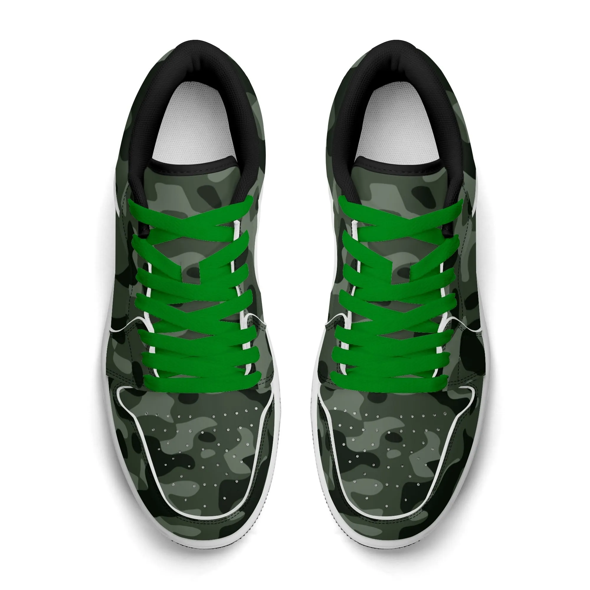 Green Camouflage Low Top Leder Sneaker für Herren