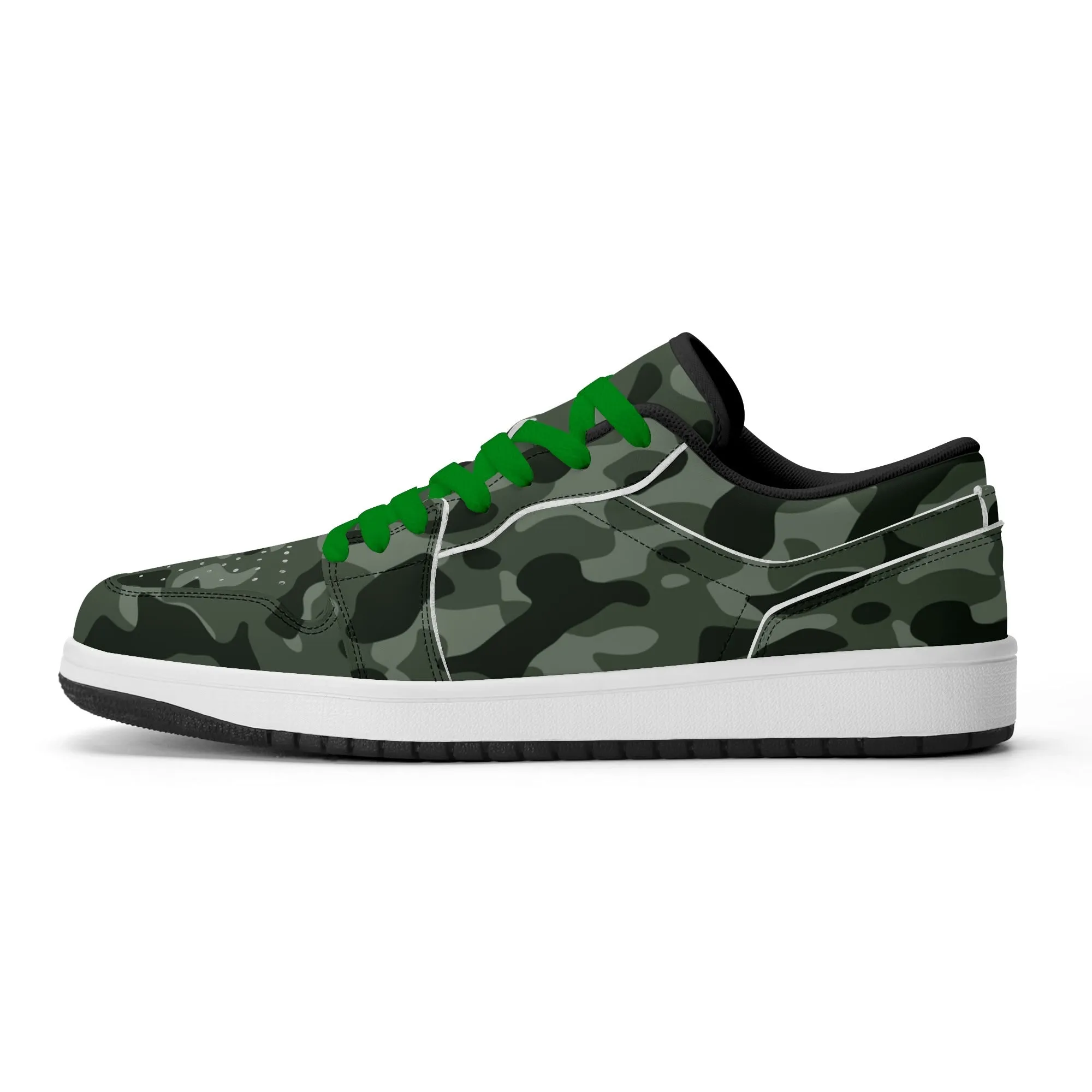 Green Camouflage Low Top Leder Sneaker für Herren