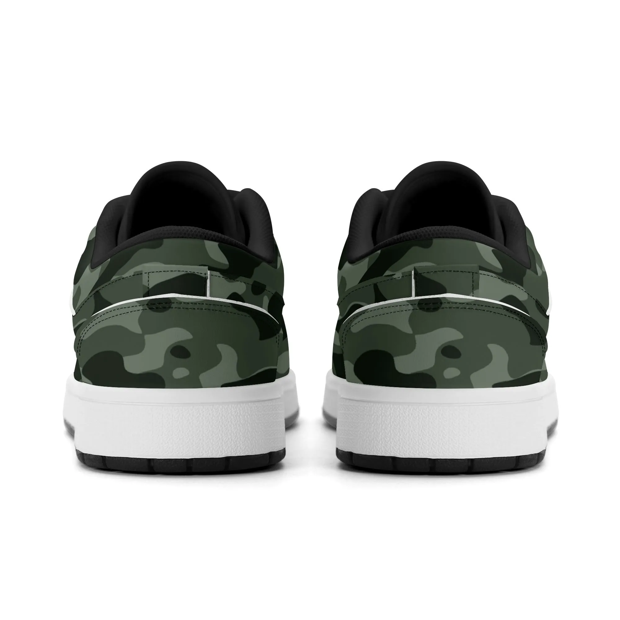 Green Camouflage Low Top Leder Sneaker für Herren