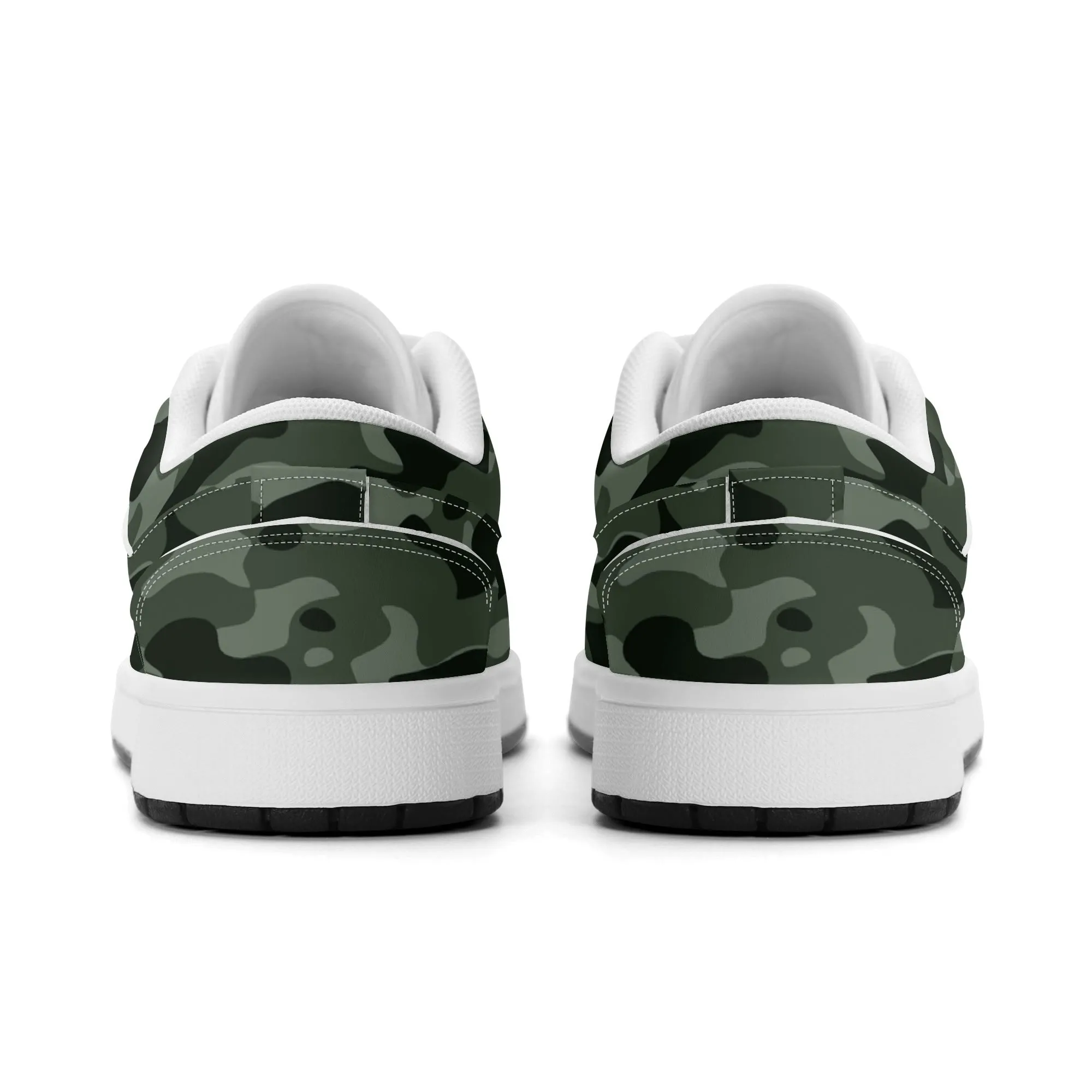 Green Camouflage Low Top Leder Sneaker für Herren