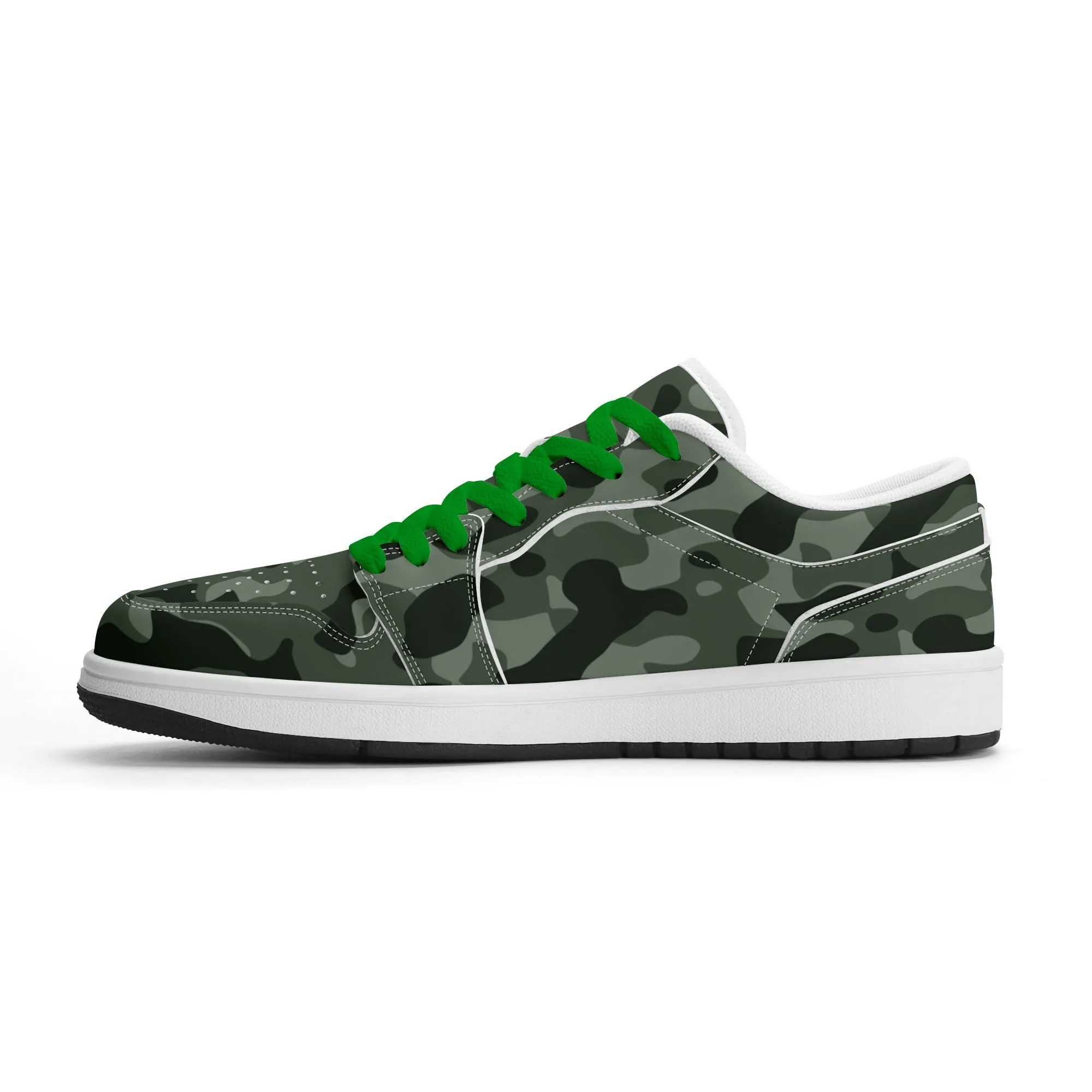 Green Camouflage Low Top Leder Sneaker für Herren