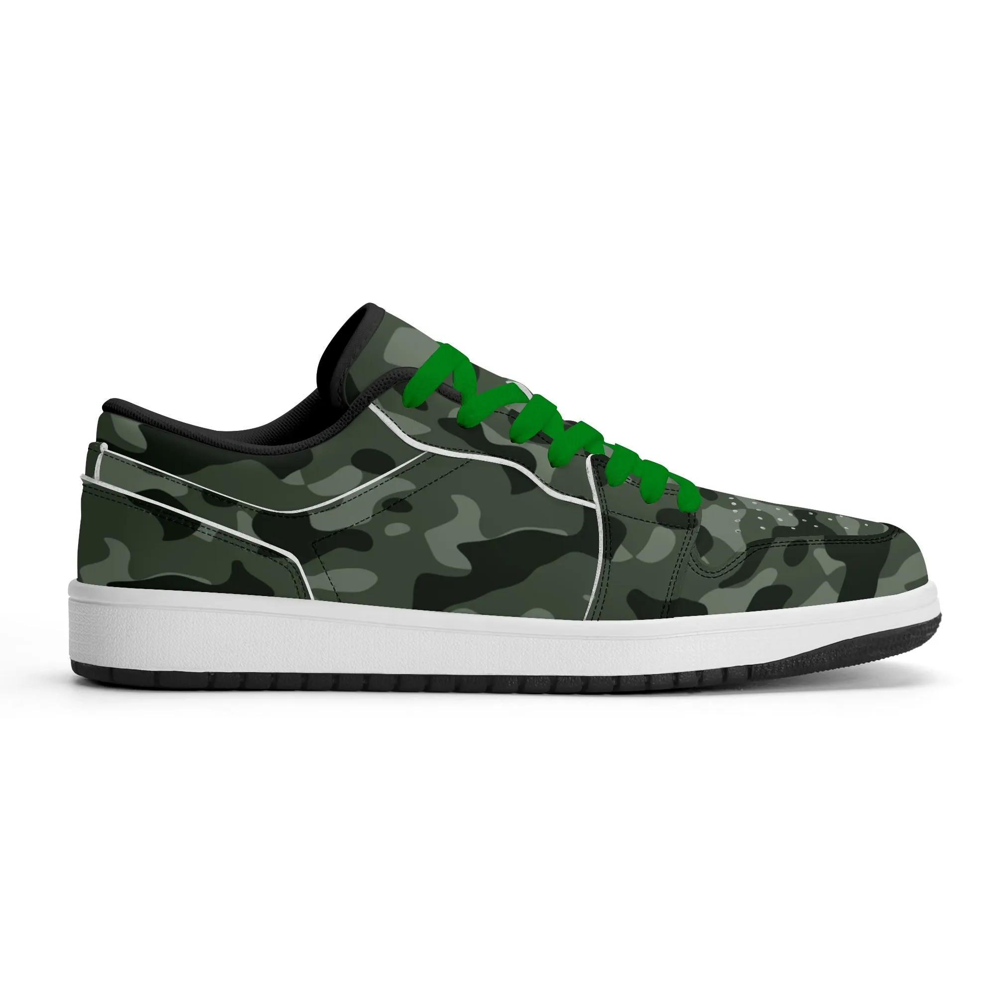 Green Camouflage Low Top Leder Sneaker für Herren
