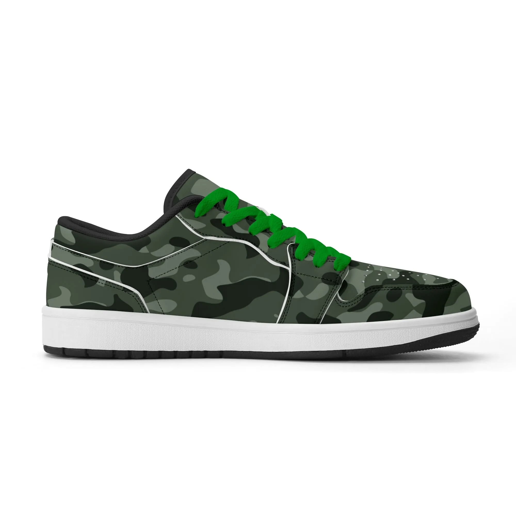 Green Camouflage Low Top Leder Sneaker für Herren
