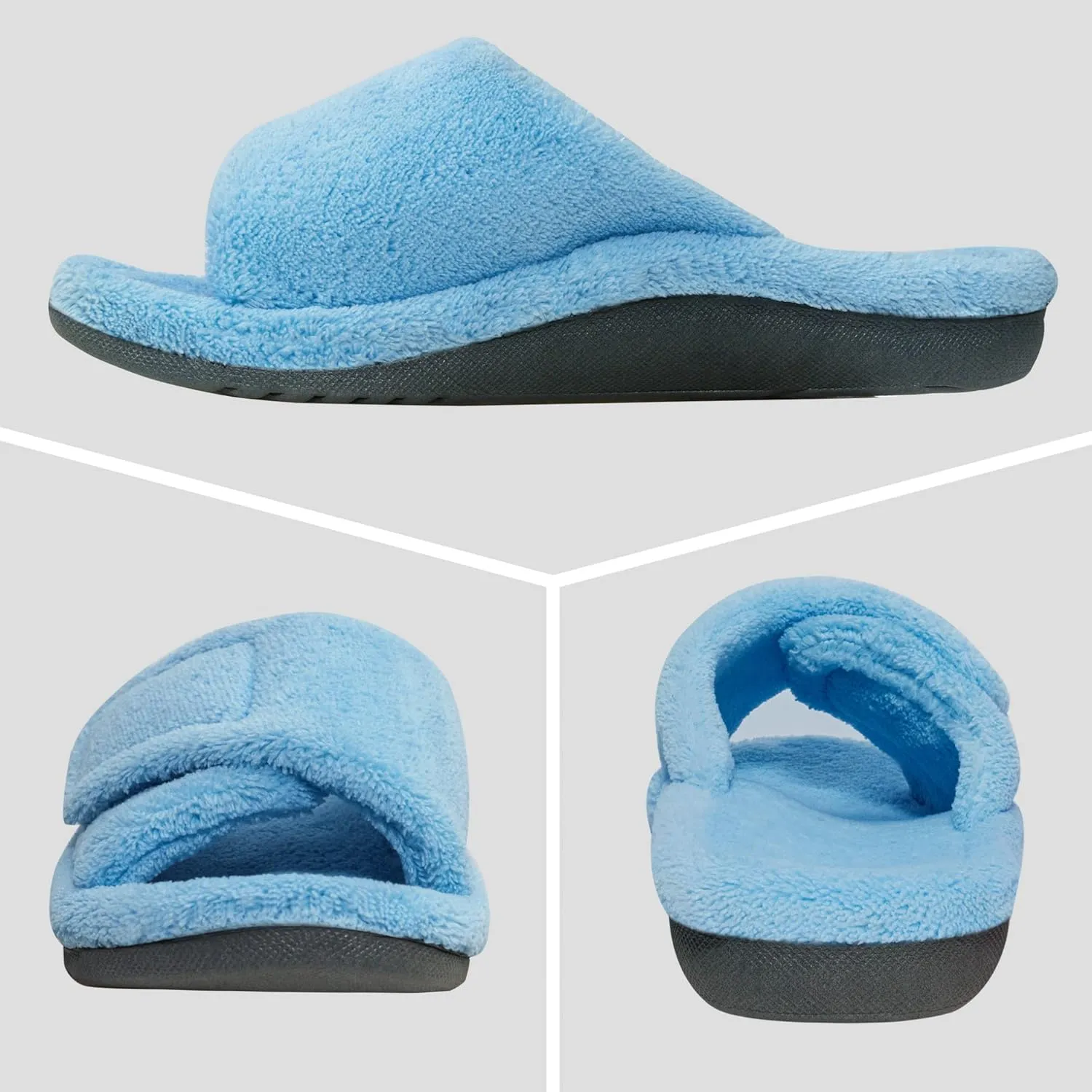 GRITHEIM Women's Orthotic Arch Support Slippers Fuzzy Adjustable Orthopedic Slippers for Plantar Fasciitis Furry Slide for Ladies