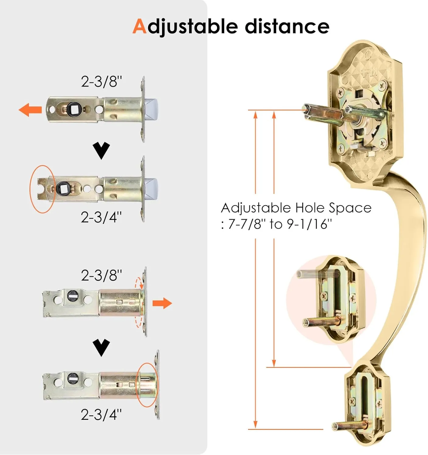 Haidms Gold Front Door Handle and Deadbolt Set, Front Door Lock Set, Gold Entry Door Locksets with Deadbolt Single Cylinder, Exterior Door Handle with Reversible Handle Lever
