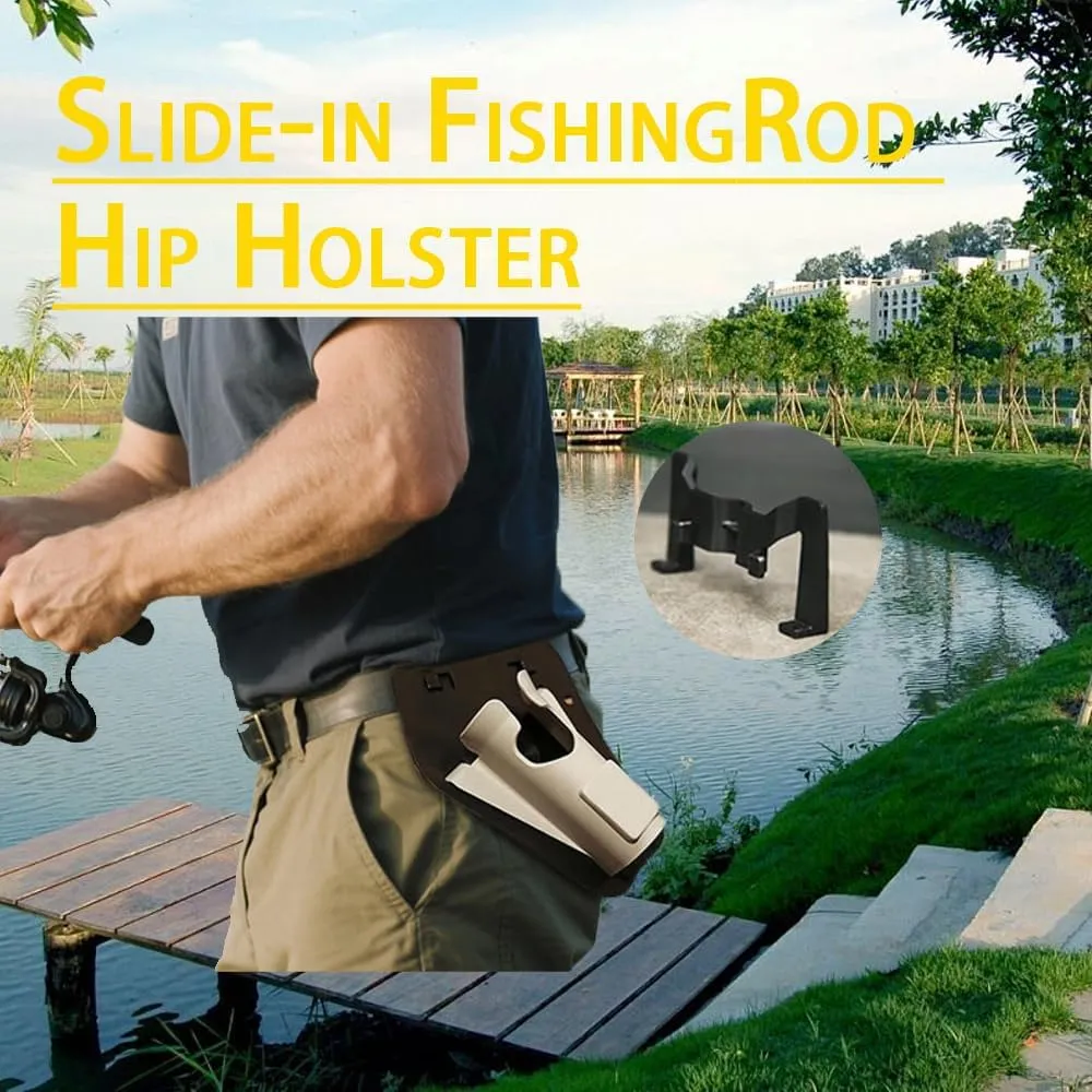 Hands-Free Slide-in Fishing Rod Holster – Adjustable Quick-Draw Waist Belt Gear for Fly, Surf & Bank Fishing, Portable Weatherproof Nylon Rod Holder