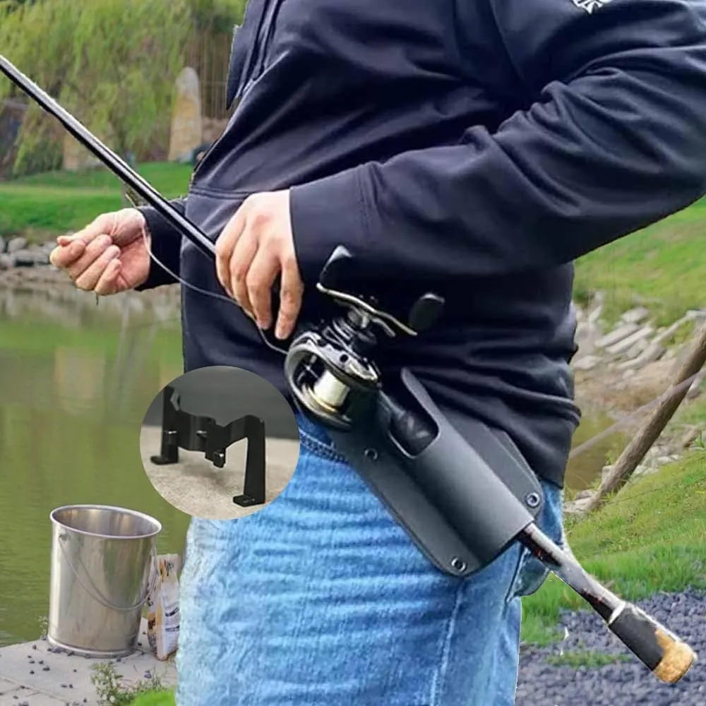 Hands-Free Slide-in Fishing Rod Holster – Adjustable Quick-Draw Waist Belt Gear for Fly, Surf & Bank Fishing, Portable Weatherproof Nylon Rod Holder