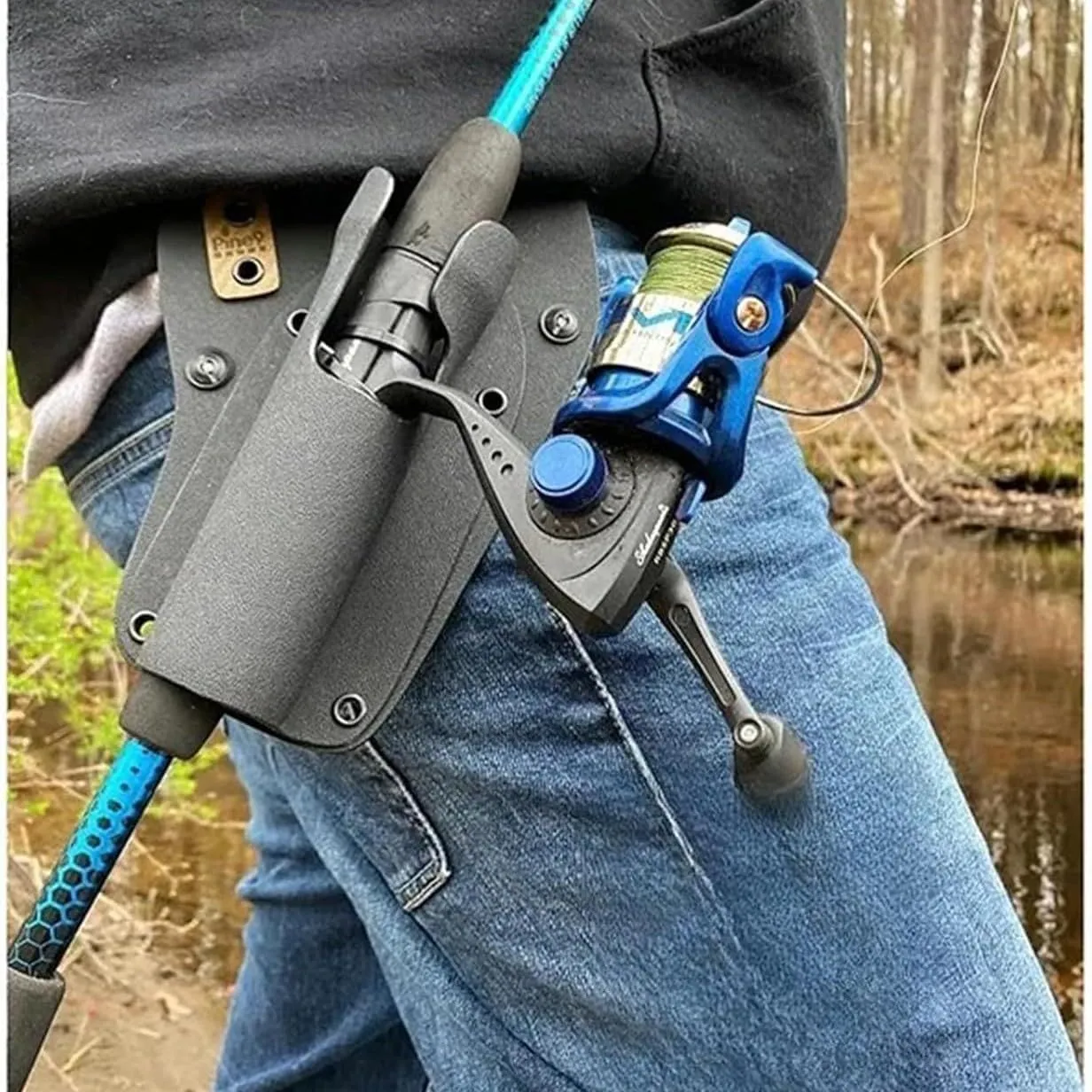 Hands-Free Slide-in Fishing Rod Holster – Adjustable Quick-Draw Waist Belt Gear for Fly, Surf & Bank Fishing, Portable Weatherproof Nylon Rod Holder