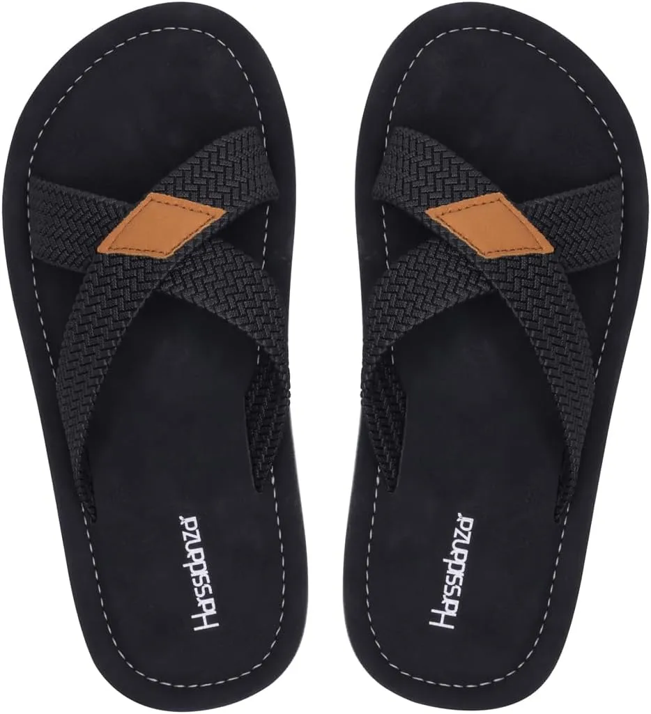 Harssidanzar Men Cross Slide Sandals Slip on Comfortable Lightweight Summer Slipper Shoes For Indoor and Outdoor Quick-Dry KM229US