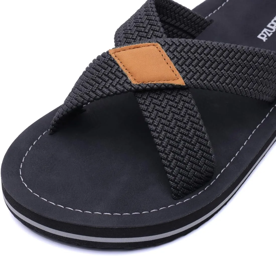 Harssidanzar Men Cross Slide Sandals Slip on Comfortable Lightweight Summer Slipper Shoes For Indoor and Outdoor Quick-Dry KM229US