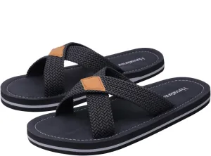 Harssidanzar Men Cross Slide Sandals Slip on Comfortable Lightweight Summer Slipper Shoes For Indoor and Outdoor Quick-Dry KM229US