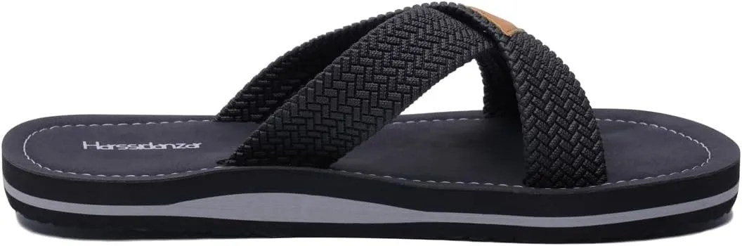 Harssidanzar Men Cross Slide Sandals Slip on Comfortable Lightweight Summer Slipper Shoes For Indoor and Outdoor Quick-Dry KM229US