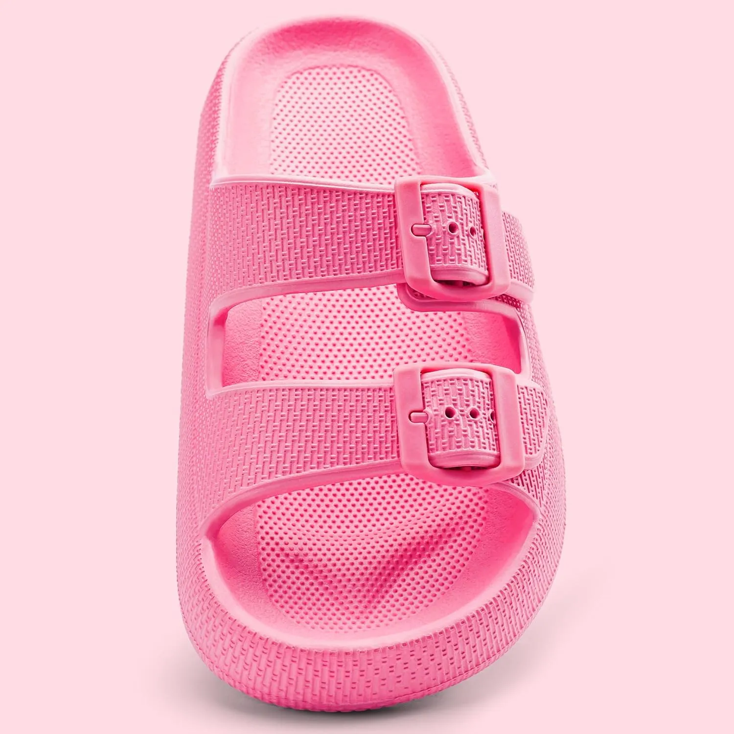 Harvest Land Sandals for Women Double Buckle Adjustable Slides EVA Thick Sole Slippers