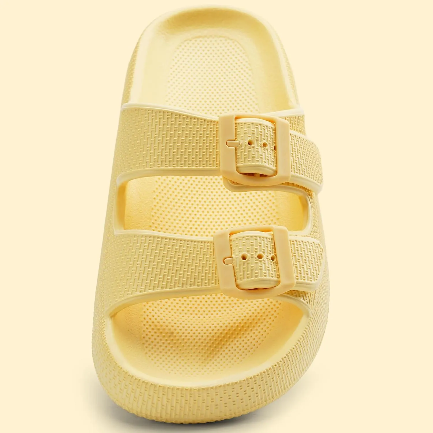 Harvest Land Sandals for Women Double Buckle Adjustable Slides EVA Thick Sole Slippers