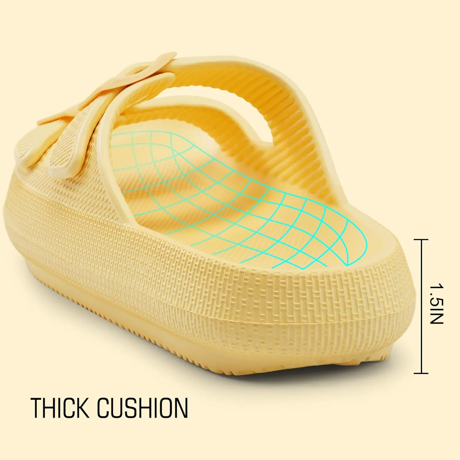 Harvest Land Sandals for Women Double Buckle Adjustable Slides EVA Thick Sole Slippers