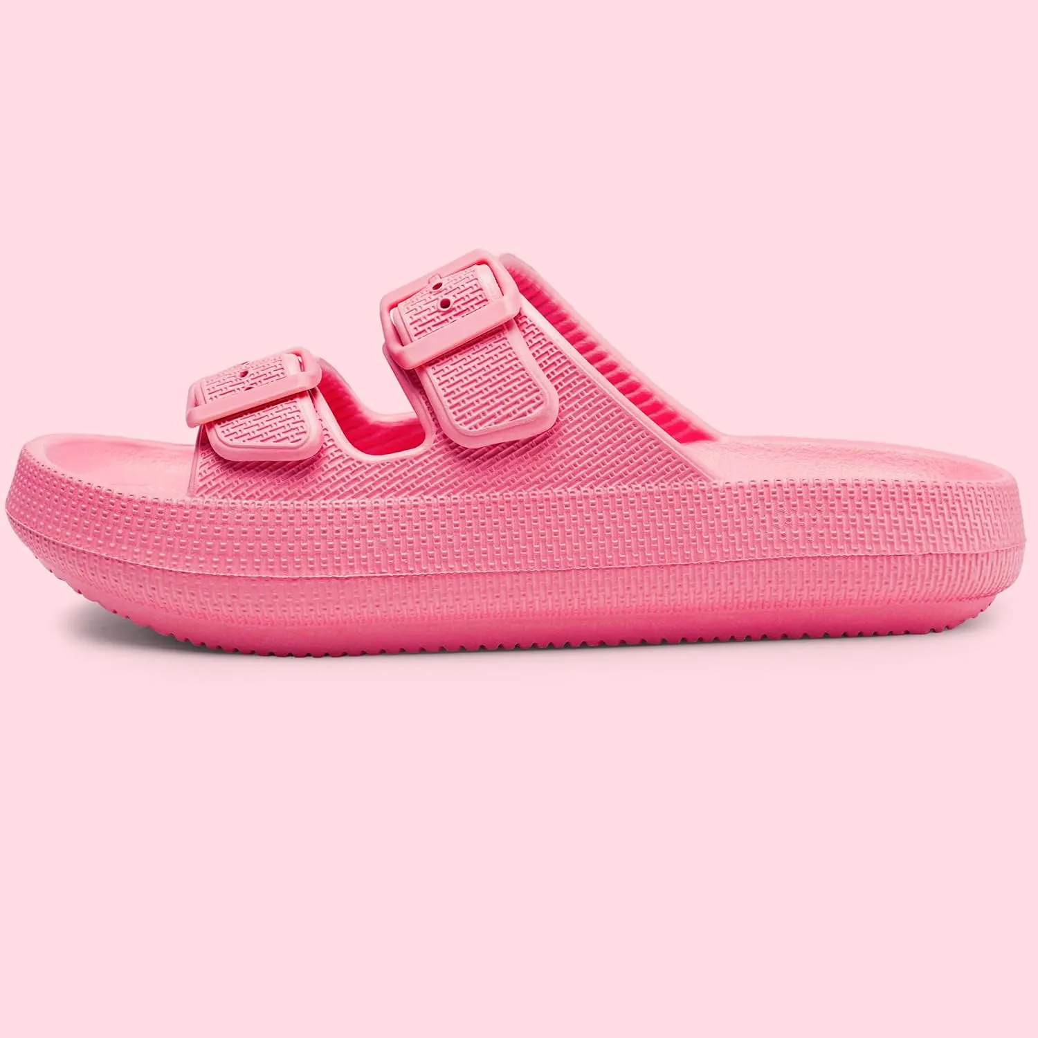 Harvest Land Sandals for Women Double Buckle Adjustable Slides EVA Thick Sole Slippers