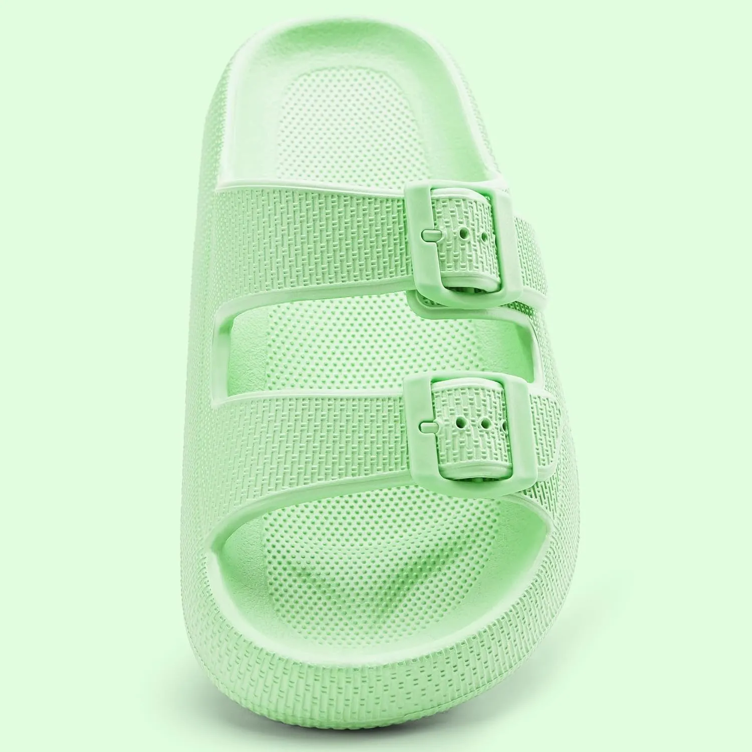 Harvest Land Sandals for Women Double Buckle Adjustable Slides EVA Thick Sole Slippers