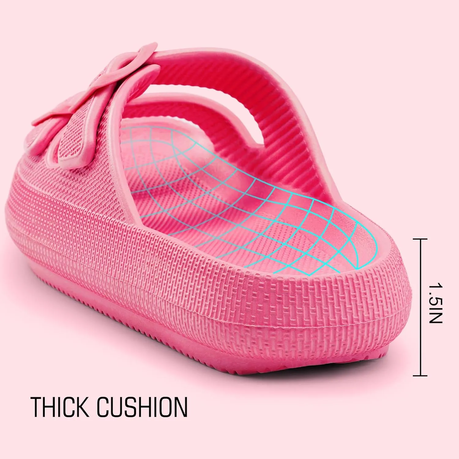 Harvest Land Sandals for Women Double Buckle Adjustable Slides EVA Thick Sole Slippers