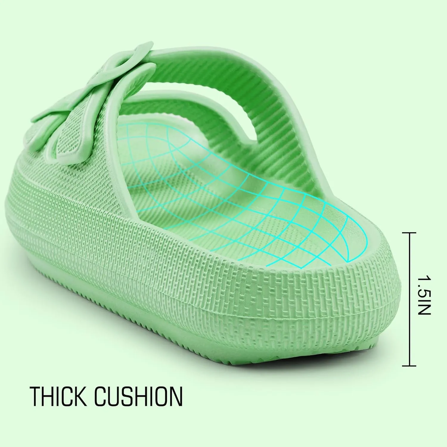 Harvest Land Sandals for Women Double Buckle Adjustable Slides EVA Thick Sole Slippers