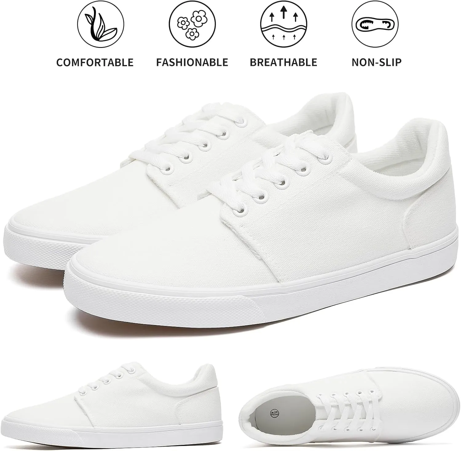 hash bubbie Mens Canvas Shoes Classic Men's Canvas Sneakers Low Top Tennis Shoes Lace up Comfortable Skate Casual Shoes