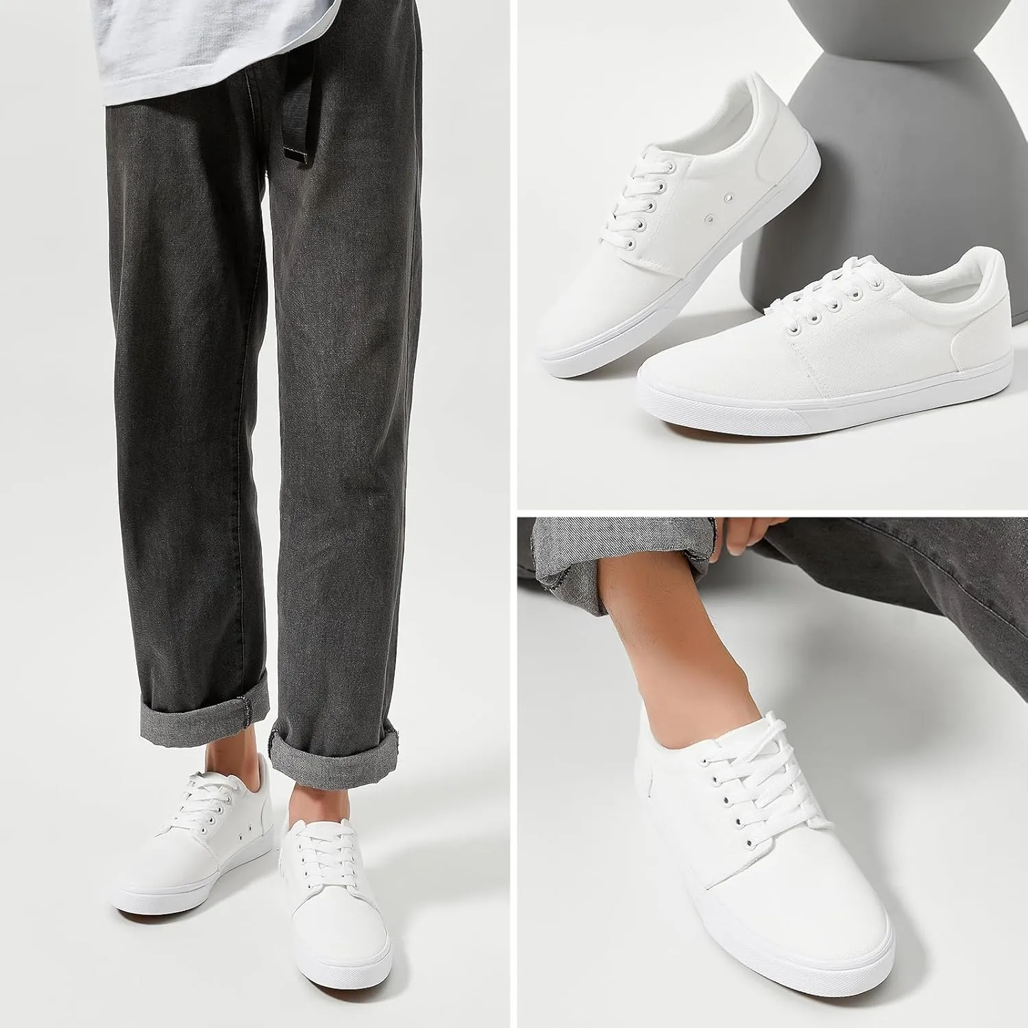 hash bubbie Mens Canvas Shoes Classic Men's Canvas Sneakers Low Top Tennis Shoes Lace up Comfortable Skate Casual Shoes