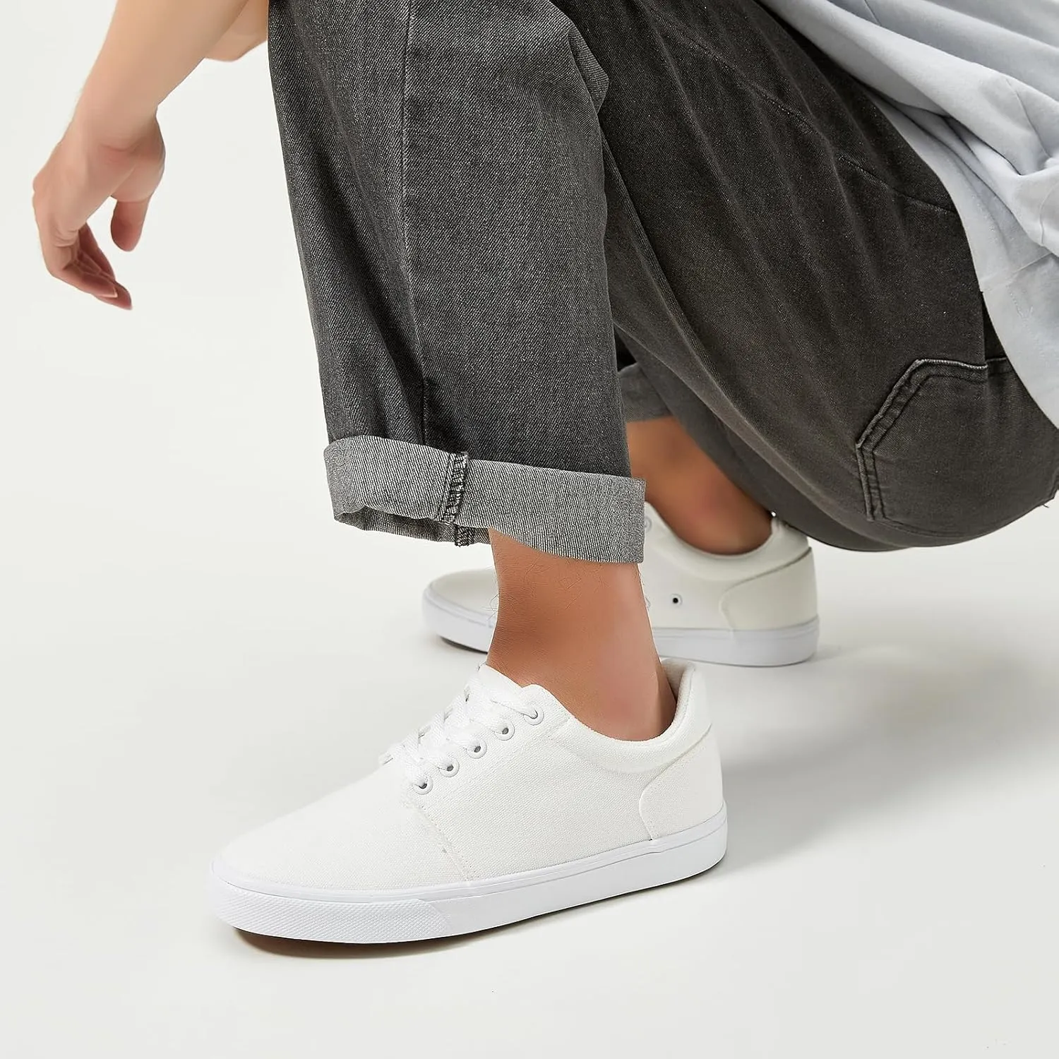 hash bubbie Mens Canvas Shoes Classic Men's Canvas Sneakers Low Top Tennis Shoes Lace up Comfortable Skate Casual Shoes