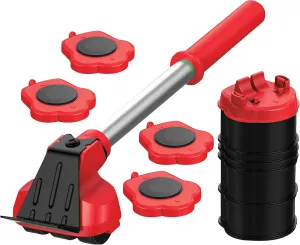 Heavy Duty Furniture Lifter with 4 Sliders for Easy Moving, Appliance Roller Suitable for Sofas, Couches and Refrigerators, Adjustable Height [Load Capacity: 660lbs Per Wheel], Red