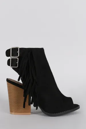 Heel Chunky Ready-made Buckle Mule Qupid Falling Rave reviews Fringe