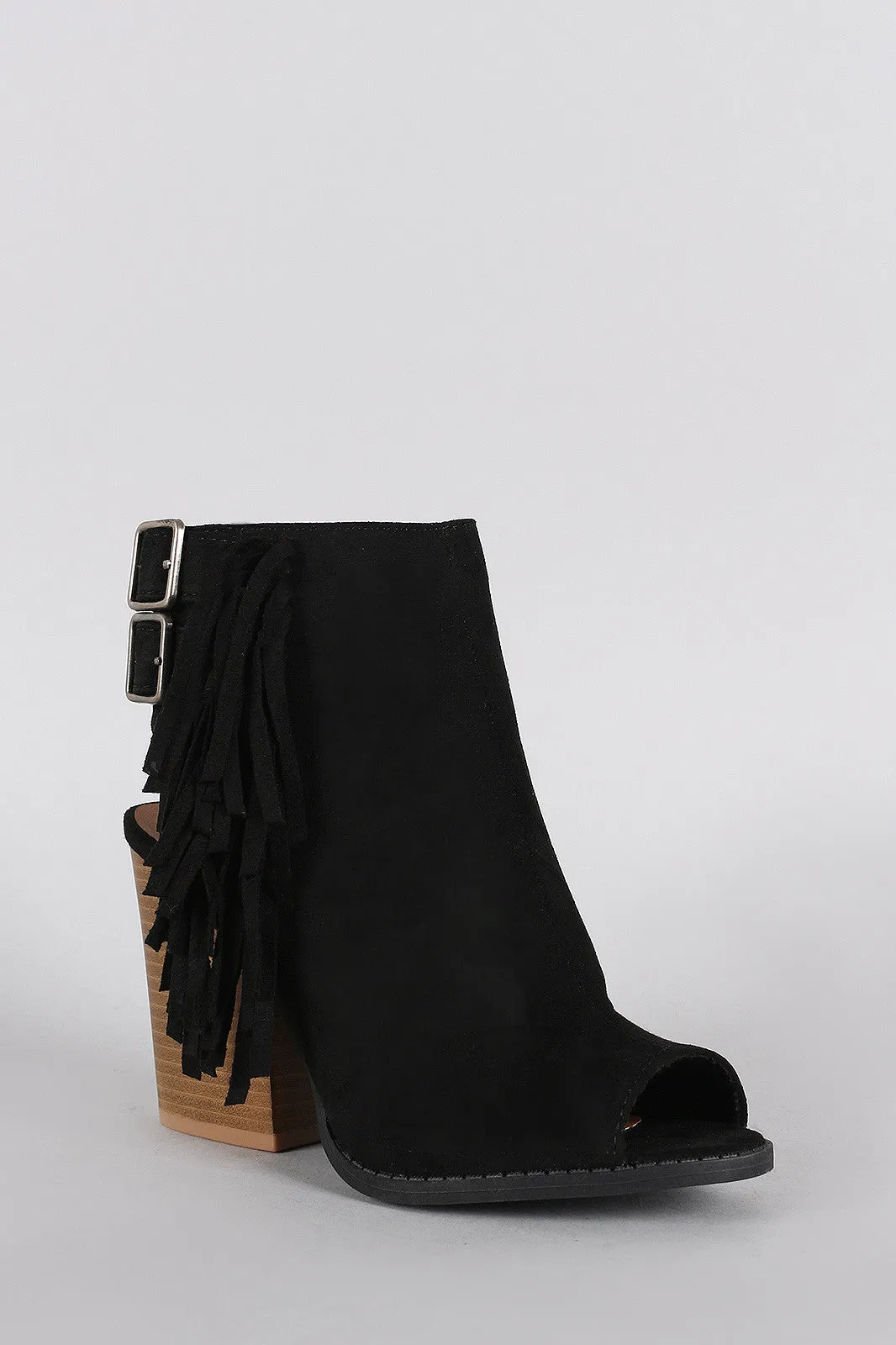 Heel Chunky Ready-made Buckle Mule Qupid Falling Rave reviews Fringe