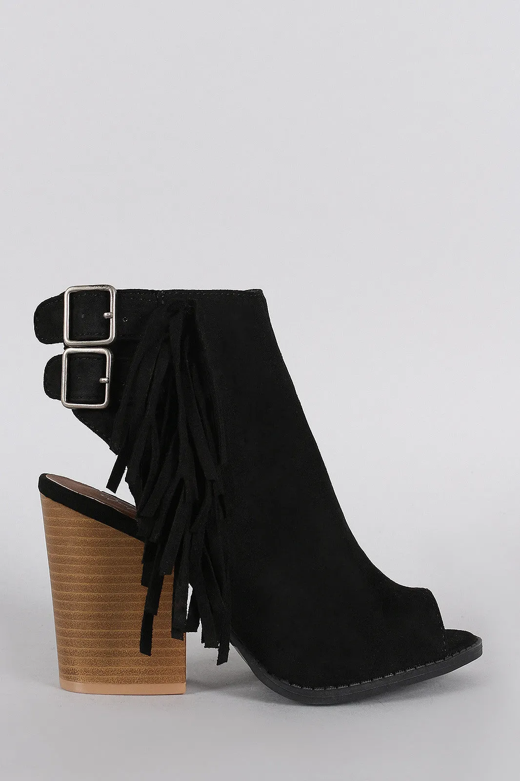 Heel Chunky Ready-made Buckle Mule Qupid Falling Rave reviews Fringe