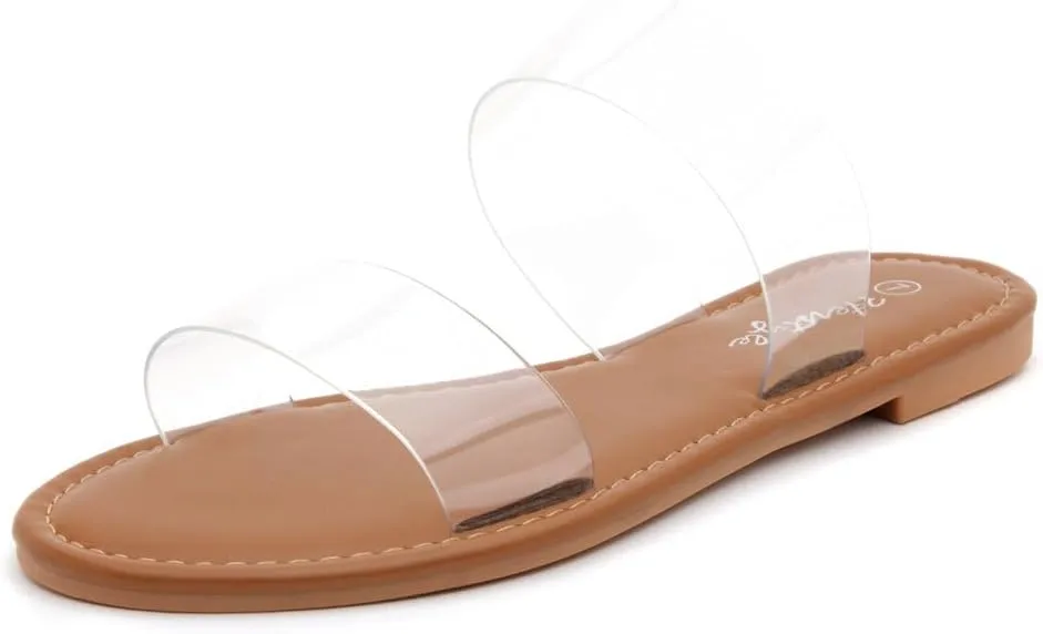 Herstyle Women’s Flat Sandals – Two Strap Comfortable Slides with Memory Foam, Trendy 2025 Summer Sandals, Lightweight Slip-On Open Toe Dressy & Casual Slippers for Women