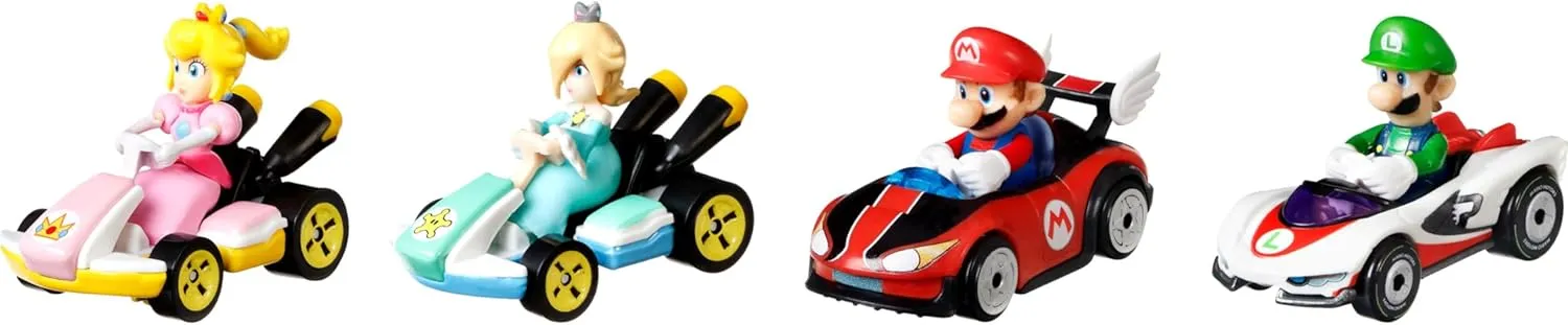 Hot Wheels Mario Kart Track Set & Toy Car, Piranha Plant Slide Playset with First-Appearance Yoshi Kart Vehicle & Gravity Launcher