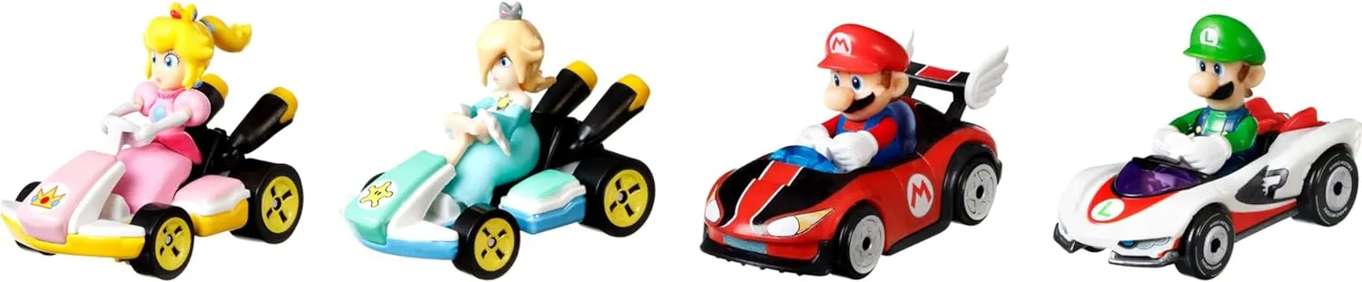 Hot Wheels Mario Kart Track Set & Toy Car, Piranha Plant Slide Playset with First-Appearance Yoshi Kart Vehicle & Gravity Launcher