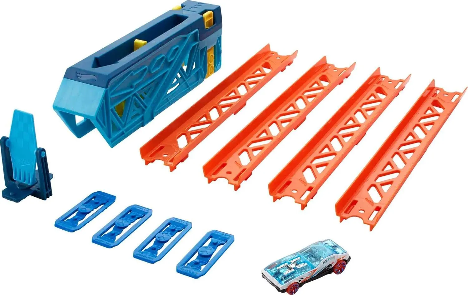 Hot Wheels Track Builder Unlimited Slide & Launch Pack for Kids 6 Years & Older with a 1:64 Scale Hot Wheels Vehicle, Moveable Kicker Booster & 3 Track Pieces that Connect to Other Sets
