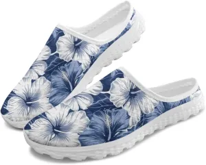 Howilath Flower Print Women's Mule Shoes Casual Garden Clogs Lightweight Slip on Sneakers Mules Sneakers with EVA Sole