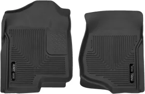 Husky Liners X-act Contour Floor Mats | Fits 2019-2024 Chevrolet Silverado & GMC Sierra 1500; 2020-2024 Silv./Sierra 2500/3500 Crew Cab w/Underseat Storage | Front & 2nd Row, 3-pc Black - 54208