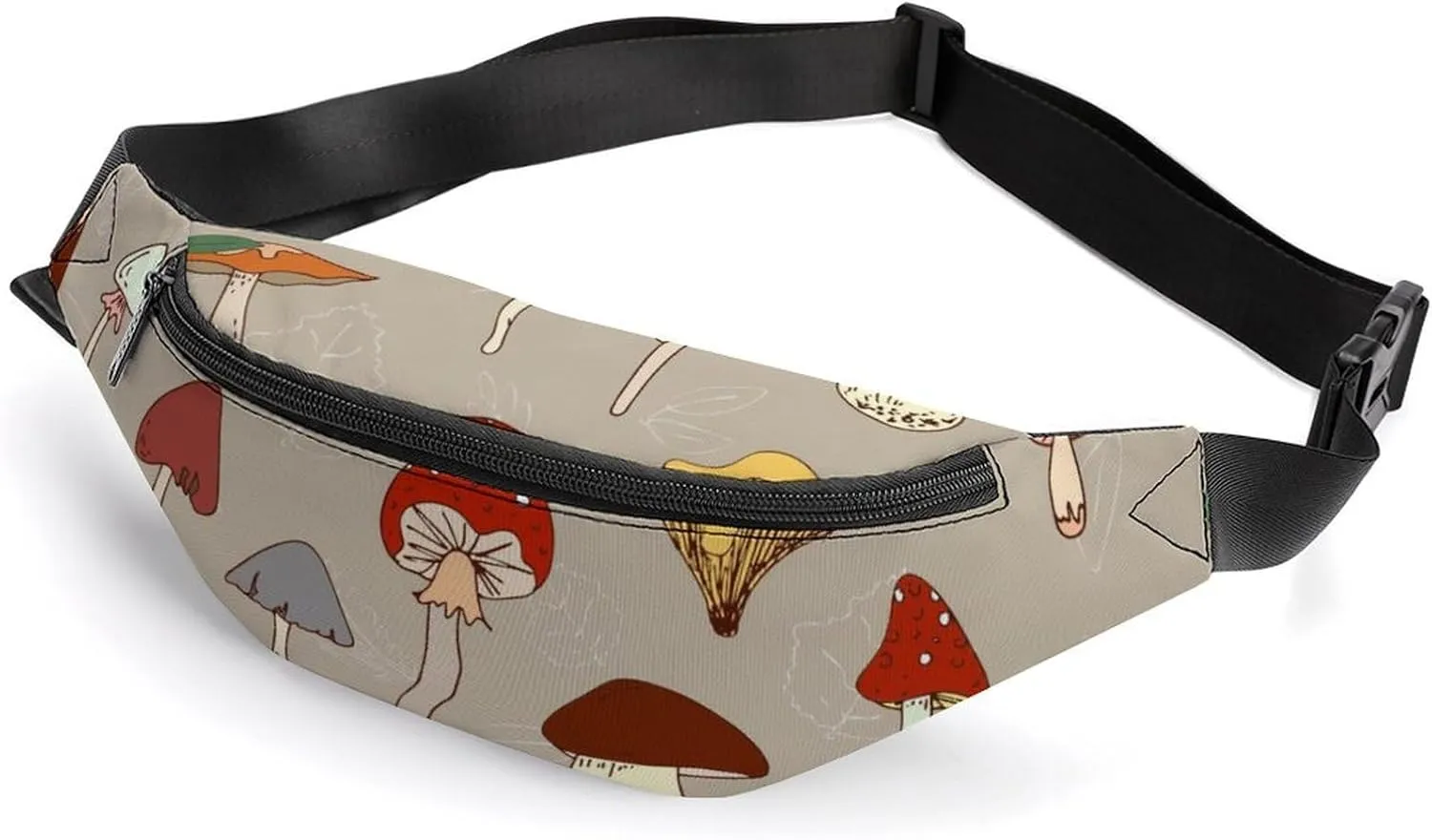 Inedible Mushrooms Large Crossbody Fanny Packfor Women Men Waist Pack for Running with Adjustable Strap for Sports Casual Bag 36 * 15cm