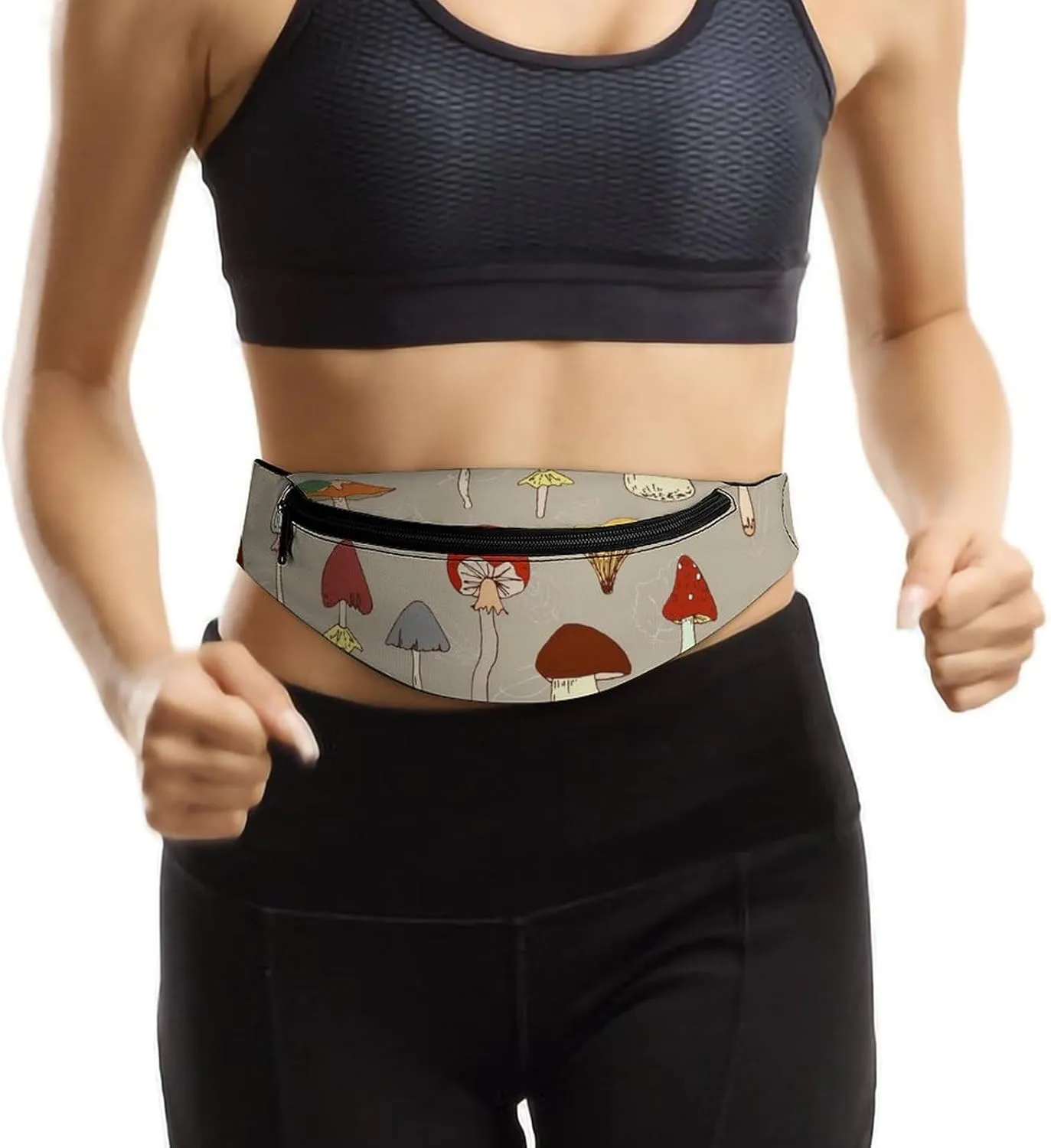 Inedible Mushrooms Large Crossbody Fanny Packfor Women Men Waist Pack for Running with Adjustable Strap for Sports Casual Bag 36 * 15cm