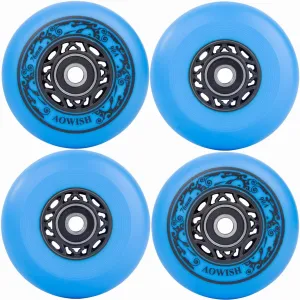 Inline Skate Wheels Outdoor Asphalt Formula Aggressive Roller Blades Wheels 90a Roller Hockey Replacement Wheels with Bearings ABEC-9 and Floating Spacers, 4-Pack