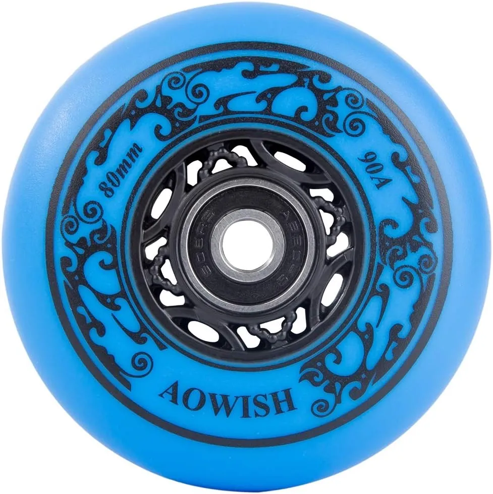 Inline Skate Wheels Outdoor Asphalt Formula Aggressive Roller Blades Wheels 90a Roller Hockey Replacement Wheels with Bearings ABEC-9 and Floating Spacers, 4-Pack
