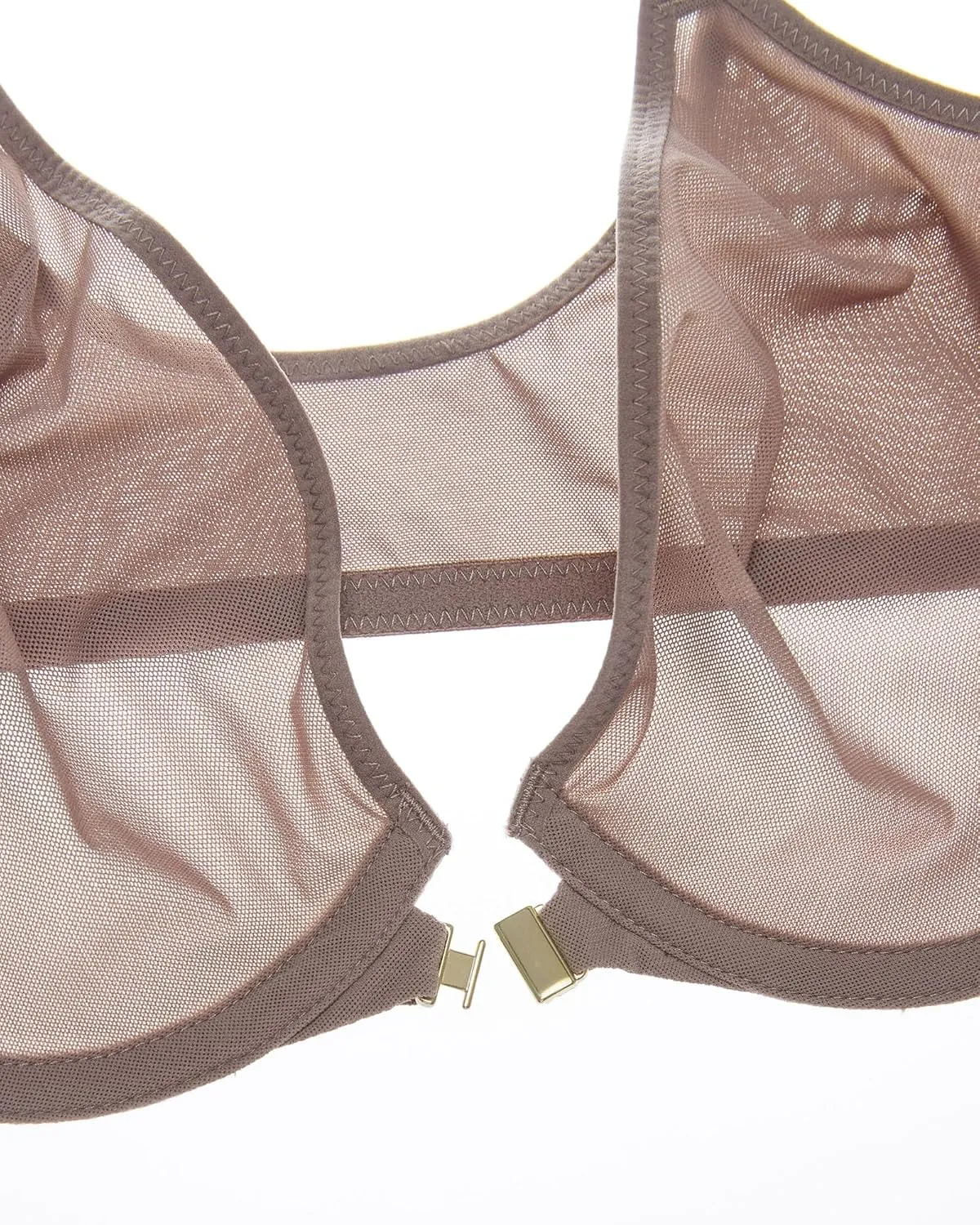 INLYRIC Women's Cosnufy Sheer Front Closure Bra - Demi Sexy Seamless Unlined No Padding Mesh Underwire Bra
