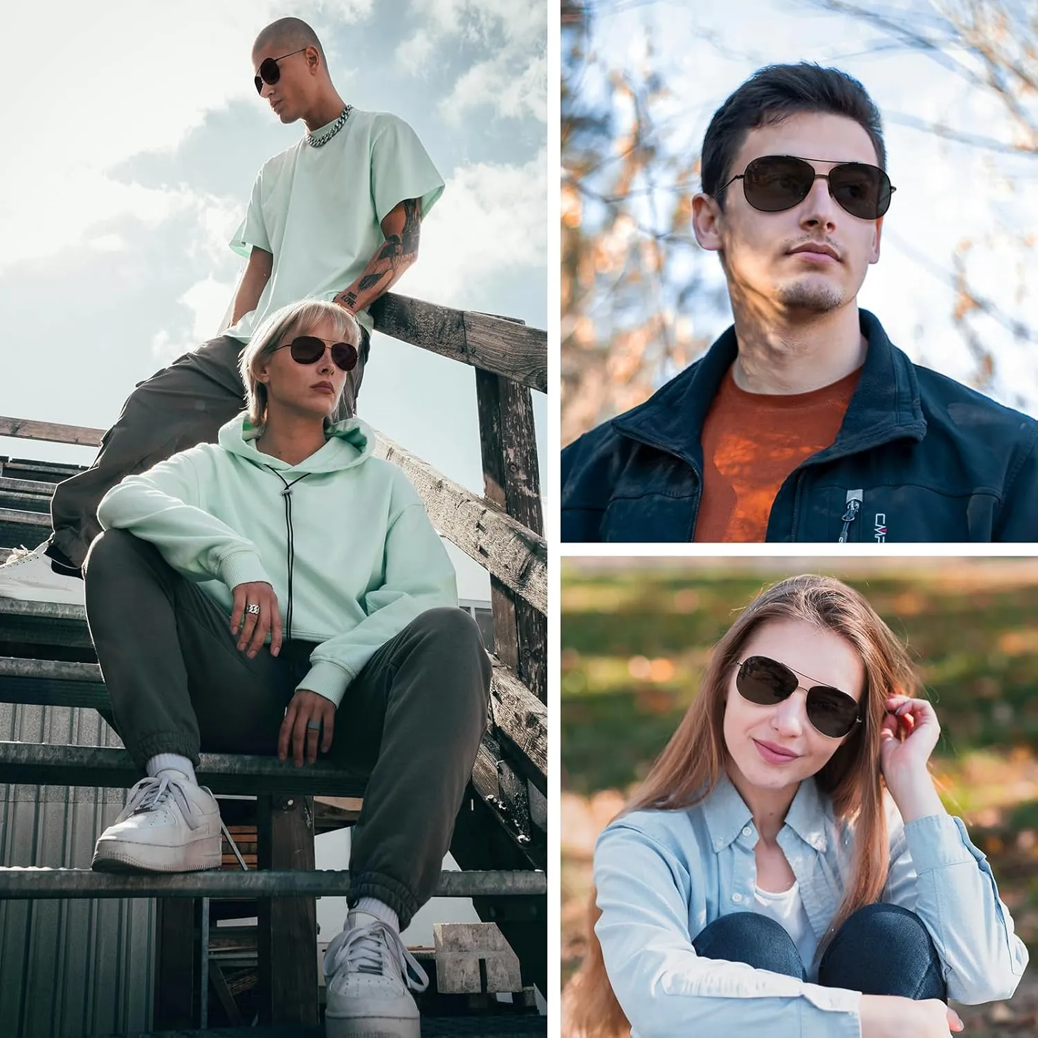 IOHLNG Aviator Sunglasses for Women Men Polarized Pilot Sunglasses Military Shades Vintage Classic Metal Sun Glasses
