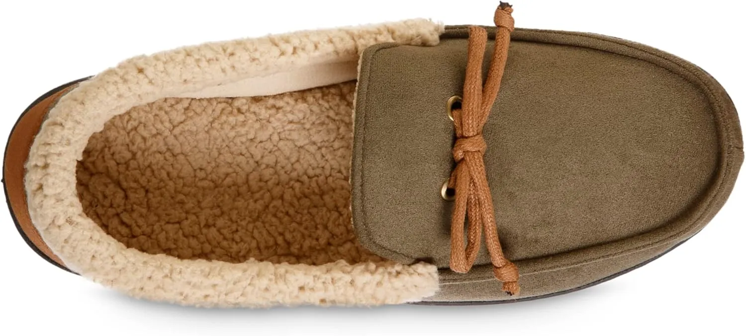 isotoner Men's Recycled Advanced Memory Foam Microsuede Vincent Eco Comfort Moccasin Slippers